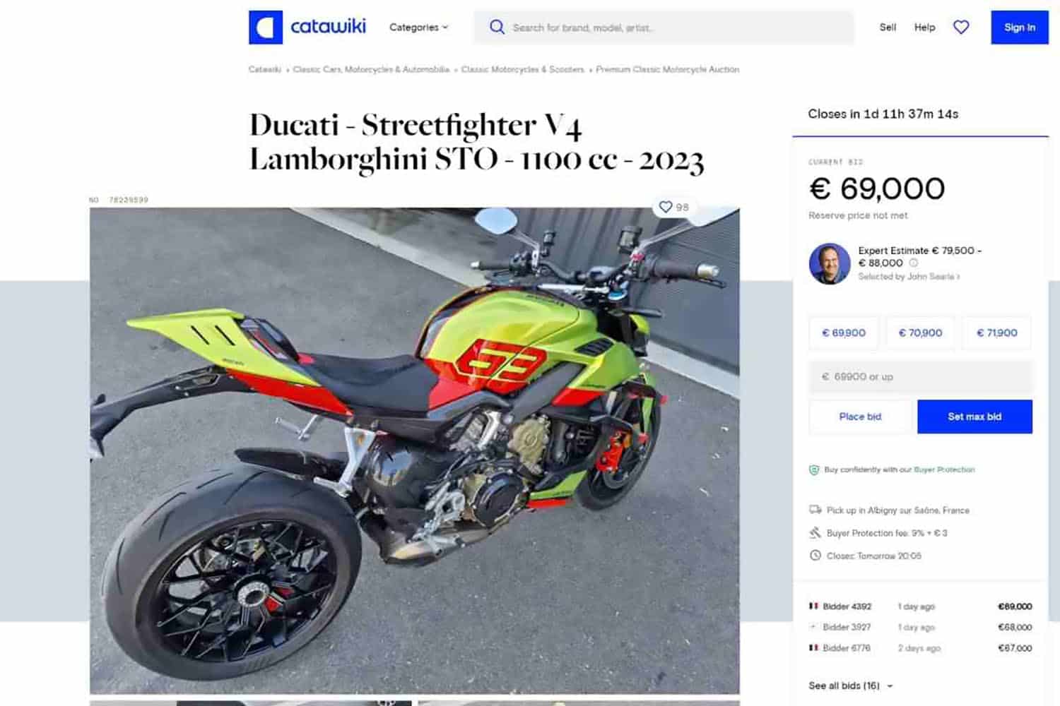 Esta moto ha rozado los 90.000 € de precio final